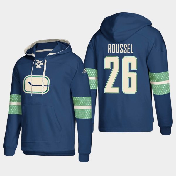 Exquisite Vancouver Canucks #26 Antoine Roussel Blue adidas Lace Up Pullover Hoodie