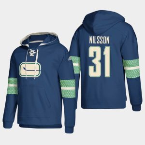 Splendid Vancouver Canucks #31 Anders Nilsson Blue adidas Lace Up Pullover Hoodie