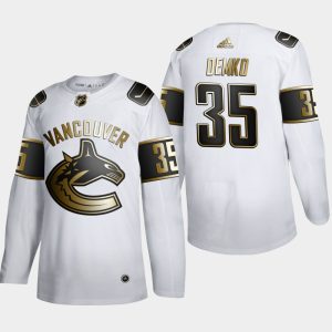 Exceptional Vancouver Canucks #35 Thatcher Demko Men's Adidas White Golden Edition Limited Stitched NHL Jersey