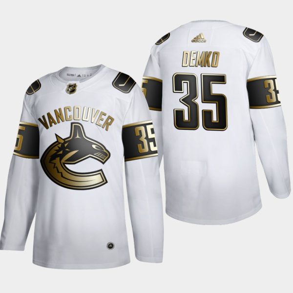 Exceptional Vancouver Canucks #35 Thatcher Demko Men's Adidas White Golden Edition Limited Stitched NHL Jersey