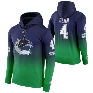 Superior Vancouver Canucks #4 Jordie Benn Adidas Reverse Retro Pullover Hoodie Green