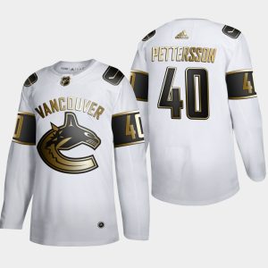Magnificent Vancouver Canucks #40 Elias Pettersson Men's Adidas White Golden Edition Limited Stitched NHL Jersey