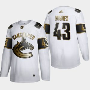 Stunning Vancouver Canucks #43 Quinn Hughes Men's Adidas White Golden Edition Limited Stitched NHL Jersey