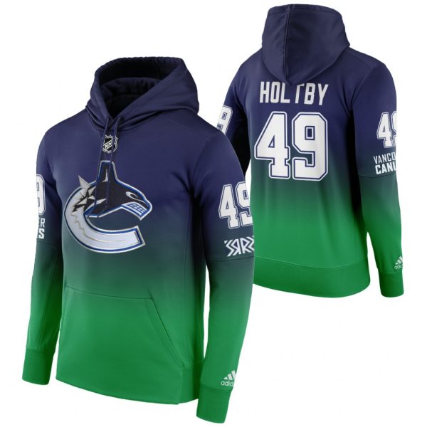 Exceptional Vancouver Canucks #49 Braden Holtby Adidas Reverse Retro Pullover Hoodie Green