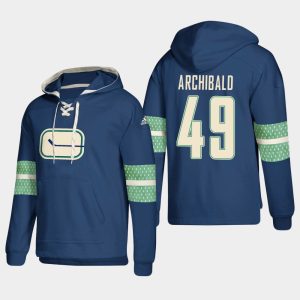 Gorgeous Vancouver Canucks #49 Darren Archibald Blue adidas Lace Up Pullover Hoodie