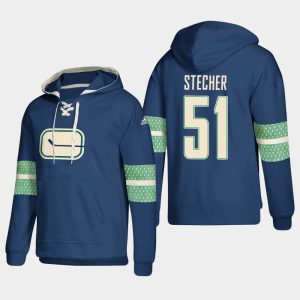 Splendid Vancouver Canucks #51 Troy Stecher Blue adidas Lace Up Pullover Hoodie