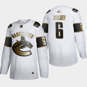 Outstanding Vancouver Canucks #6 Brock Boeser Men's Adidas White Golden Edition Limited Stitched NHL Jersey
