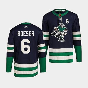 Exceptional Vancouver Canucks #6 Brock Boeser Men's adidas Reverse Retro 2.0 Authentic Player Jersey   Navy