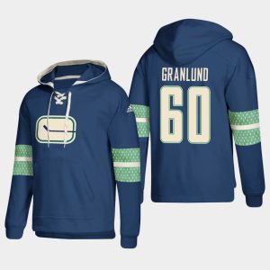 Stunning Vancouver Canucks #60 Markus Granlund Blue adidas Lace Up Pullover Hoodie