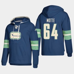 Gorgeous Vancouver Canucks #64 Tyler Motte Blue adidas Lace Up Pullover Hoodie