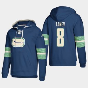 Stunning Vancouver Canucks #8 Christopher Tanev Blue adidas Lace Up Pullover Hoodie