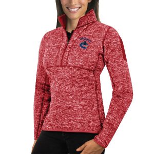 Gorgeous Vancouver Canucks Antigua Women's Fortune 1/2 Zip Pullover Sweater Red