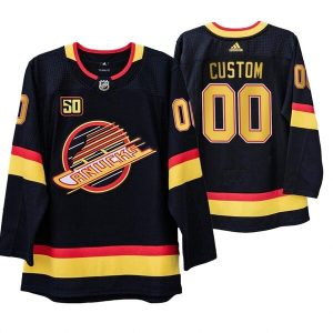 Superior Vancouver Canucks Custom Black 50th Anniversary Skate 2019 20 Jersey