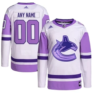 Splendid Vancouver Canucks adidas Hockey Fights Cancer Primegreen Authentic Custom Jersey   White/Purple