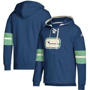 Splendid Vancouver Canucks adidas Jersey Lace Up Pullover Hoodie Blue