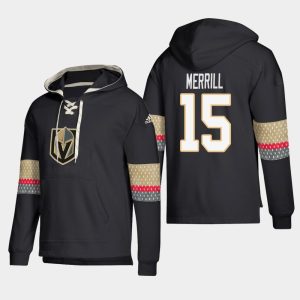 Exceptional Vegas Golden Knights #15 Jon Merrill Black adidas Lace Up Pullover Hoodie