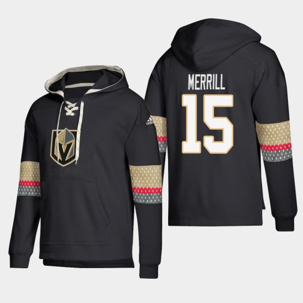 Exceptional Vegas Golden Knights #15 Jon Merrill Black adidas Lace Up Pullover Hoodie