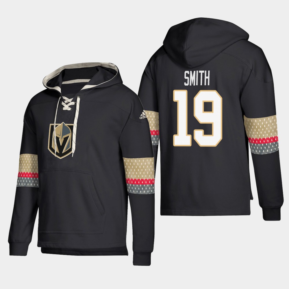 Superior Vegas Golden Knights #19 Reilly Smith Black adidas Lace Up Pullover Hoodie