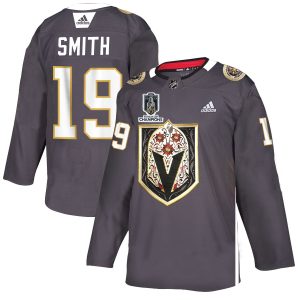 Superior Vegas Golden Knights #19 Reilly Smith Men's Grey 2023 Stanley Cup Champions Adidas Latino Heritage Night Stitched NHL Jersey