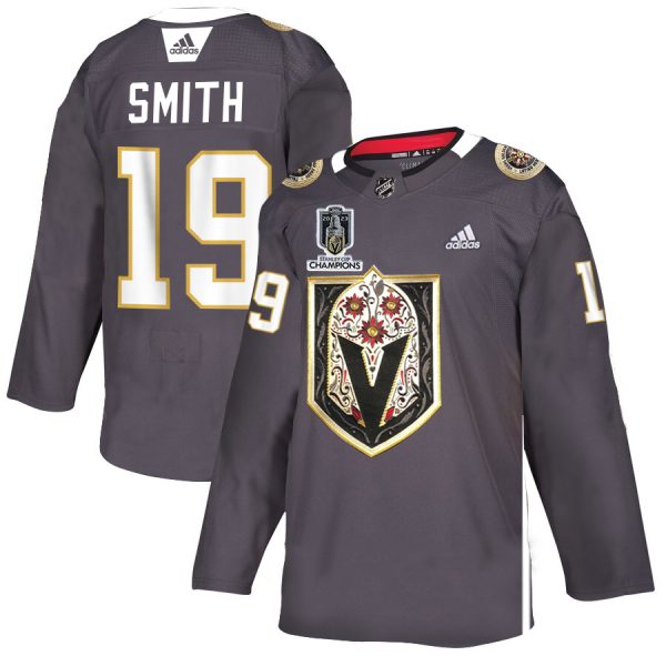 Superior Vegas Golden Knights #19 Reilly Smith Men's Grey 2023 Stanley Cup Champions Adidas Latino Heritage Night Stitched NHL Jersey