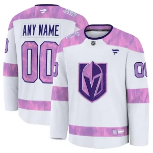 Stunning Vegas Golden Knights 2024 Hockey Fights Cancer Custom Practice Jersey   White