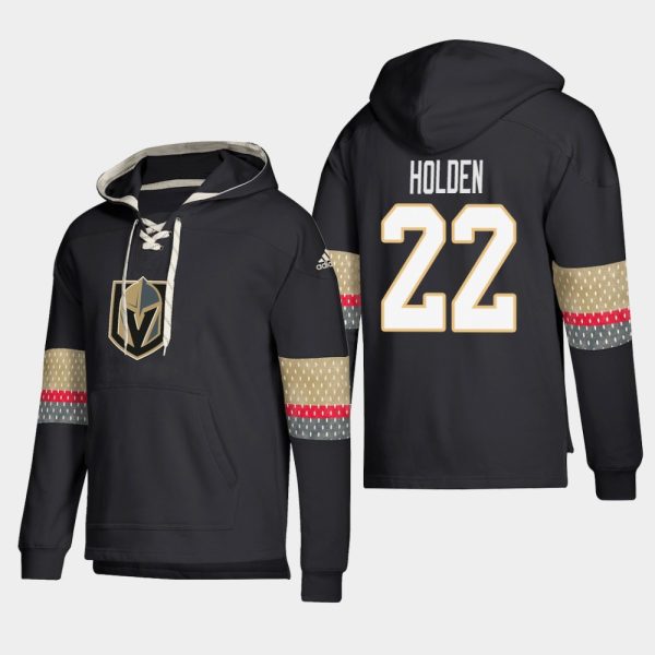 Splendid Vegas Golden Knights #22 Nick Holden Black adidas Lace Up Pullover Hoodie