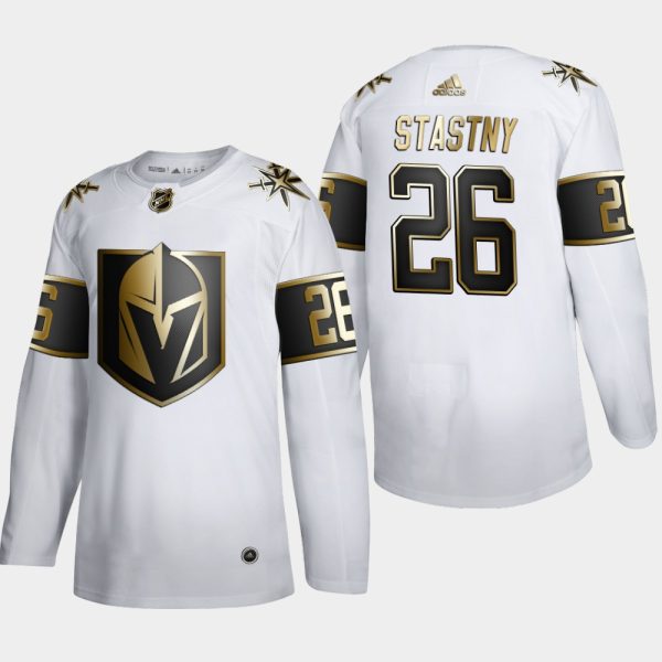 Exquisite Vegas Golden Knights #26 Paul Stastny Men's Adidas White Golden Edition Limited Stitched NHL Jersey