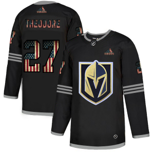 Exceptional Vegas Golden Knights #27 Shea Theodore Adidas Men's Black USA Flag Limited NHL Jersey