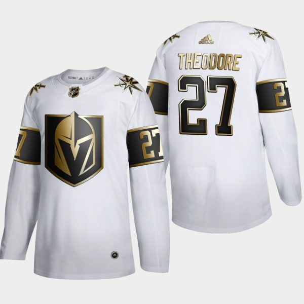Magnificent Vegas Golden Knights #27 Shea Theodore Men's Adidas White Golden Edition Limited Stitched NHL Jersey