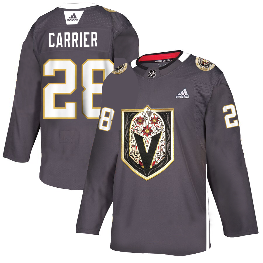 Splendid Vegas Golden Knights #28 William Carrier Men's Grey Adidas Latino Heritage Night Stitched NHL Jersey