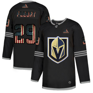 Magnificent Vegas Golden Knights #29 Marc Andre Fleury Adidas Men's Black USA Flag Limited NHL Jersey