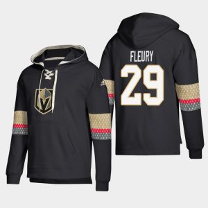 Magnificent Vegas Golden Knights #29 Marc Andre Fleury Black adidas Lace Up Pullover Hoodie