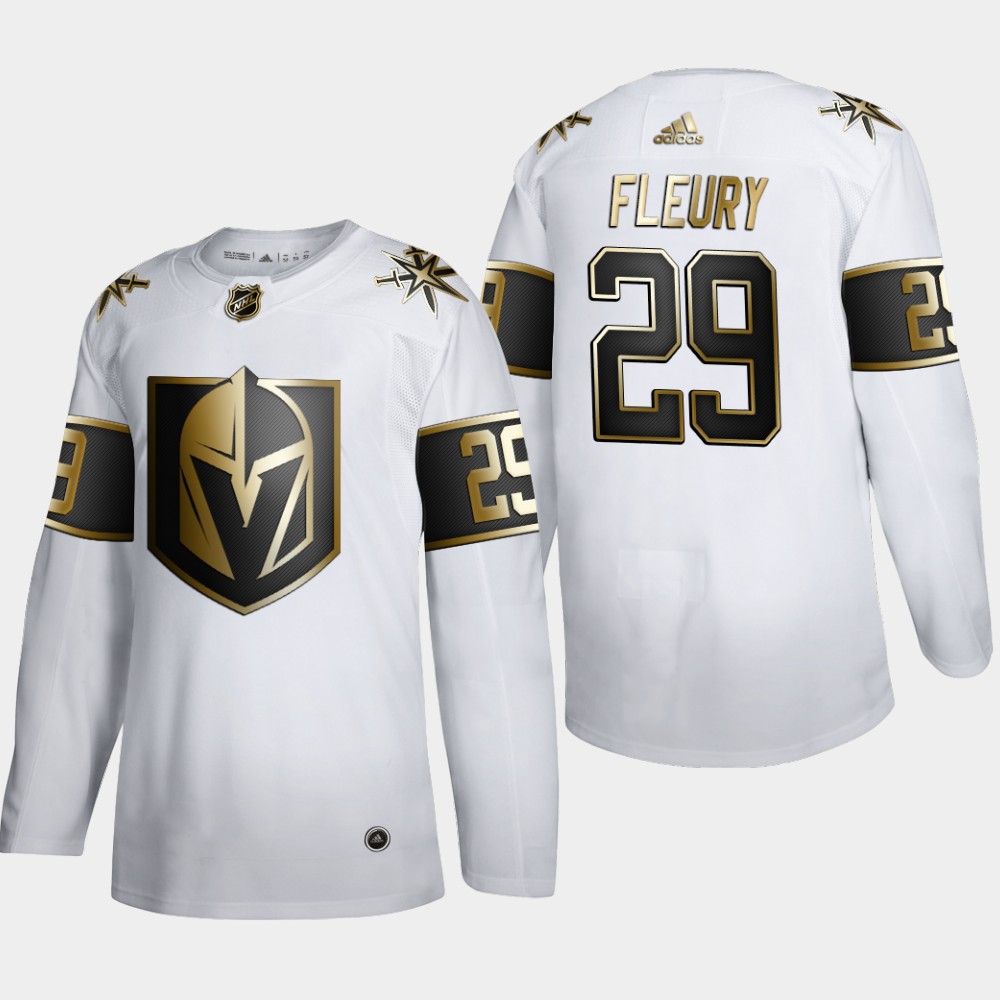 Gorgeous Vegas Golden Knights #29 Marc Andre Fleury Men's Adidas White Golden Edition Limited Stitched NHL Jersey