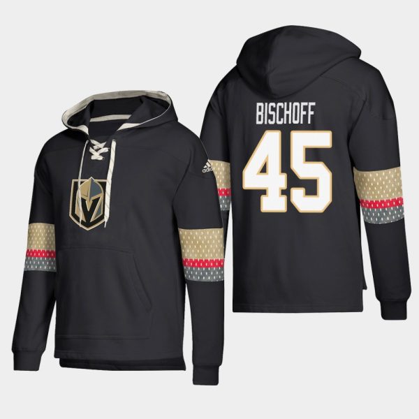 Stunning Vegas Golden Knights #45 Jake Bischoff Black adidas Lace Up Pullover Hoodie
