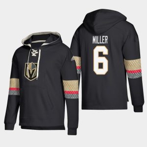 Premium Vegas Golden Knights #6 Colin Miller Black adidas Lace Up Pullover Hoodie