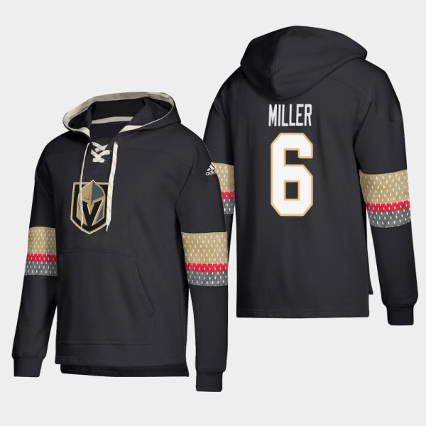 Premium Vegas Golden Knights #6 Colin Miller Black adidas Lace Up Pullover Hoodie