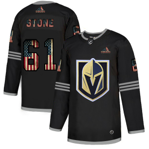 Stunning Vegas Golden Knights #61 Mark Stone Adidas Men's Black USA Flag Limited NHL Jersey