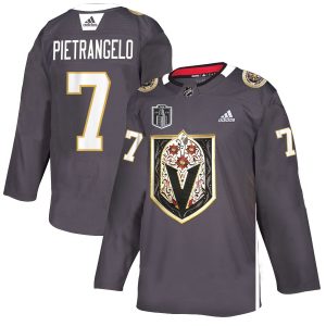 Stunning Vegas Golden Knights #7 Alex Pietrangelo Men's Grey 2023 Stanley Cup Final Patch Adidas Latino Heritage Night Stitched NHL Jersey