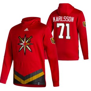 Magnificent Vegas Golden Knights #71 William Karlsson Adidas Reverse Retro Pullover Hoodie Red