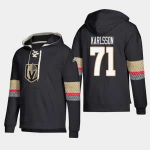 Exceptional Vegas Golden Knights #71 William Karlsson Black adidas Lace Up Pullover Hoodie