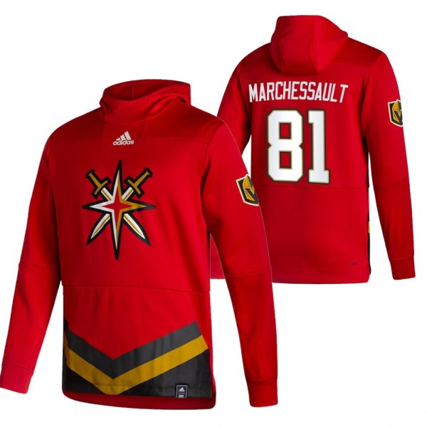 Exquisite Vegas Golden Knights #81 Jonathan Marchessault Adidas Reverse Retro Pullover Hoodie Red