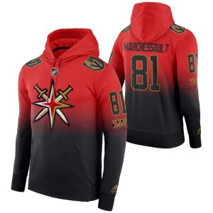 Exceptional Vegas Golden Knights #81 Jonathan Marchessault Adidas Reverse Retro Pullover Hoodie Red Black