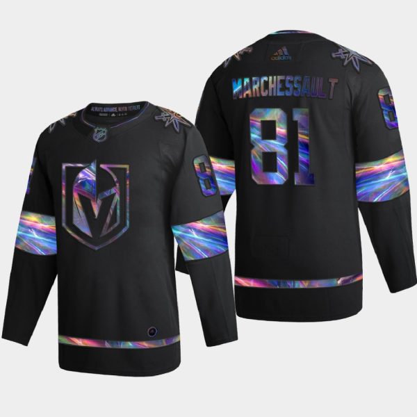 Outstanding Vegas Golden Knights #81 Jonathan Marchessault Men's Nike Iridescent Holographic Collection NHL Jersey Black