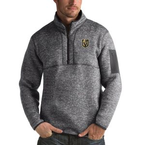 Stunning Vegas Golden Knights Antigua Fortune Quarter Zip Pullover Jacket Black