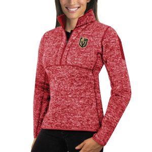 Premium Vegas Golden Knights Antigua Women's Fortune 1/2 Zip Pullover Sweater Red