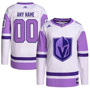 Gorgeous Vegas Golden Knights adidas Hockey Fights Cancer Primegreen Authentic Custom Jersey   White/Purple