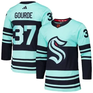 Stunning Yanni Gourde Seattle Kraken adidas Reverse Retro 2.0 Authentic Player Jersey   Light Blue